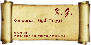 Korponai Györgyi névjegykártya